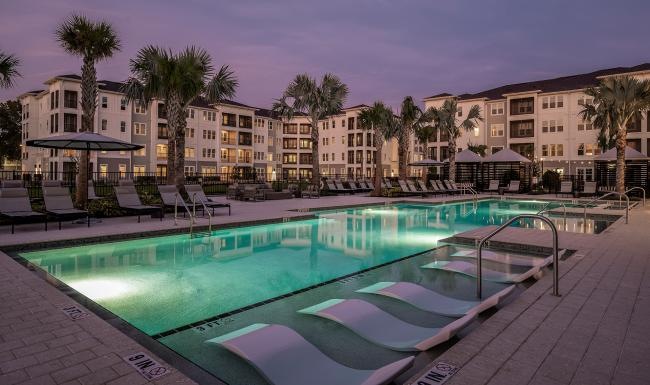 a pool in a resort