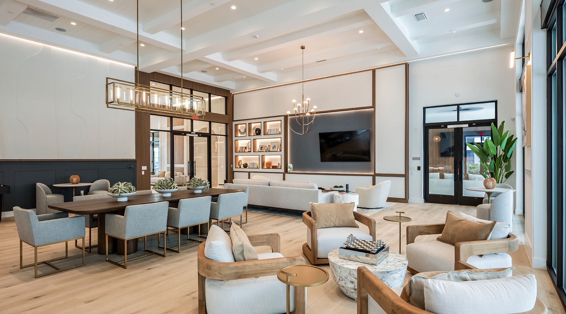 lounge area with modern decor and ample seating
